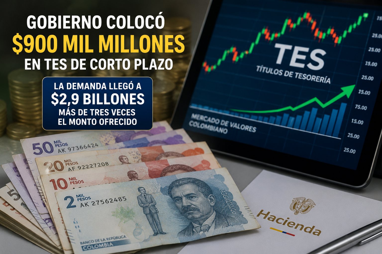 MinHacienda consiguió $900 mil millones con nueva subasta de TES de corto plazo